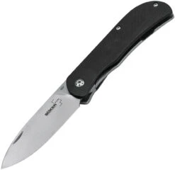 Boker Plus 01BO138 Exskelibur II, 2.8" D2 Stonewash Plain Blade, Black G-10 Handle