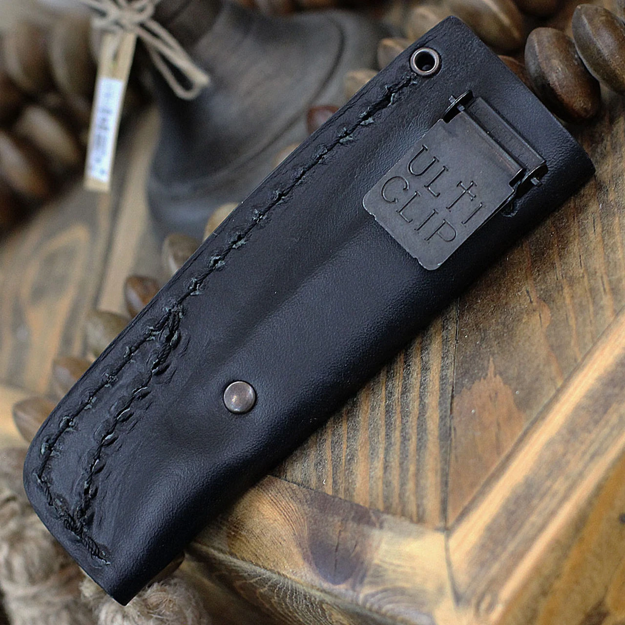 Boker AK1 Fixed Blade 120502, 3" RWL-34 Satin Plain Blade, Mustard Burlap Micarta Handle, Black Leather Sheath 6 Boker AK1 Fixed Blade 120502, 3" RWL-34 Satin Plain Blade, Mustard Burlap Micarta Handle, Black Leather Sheath - Image 4