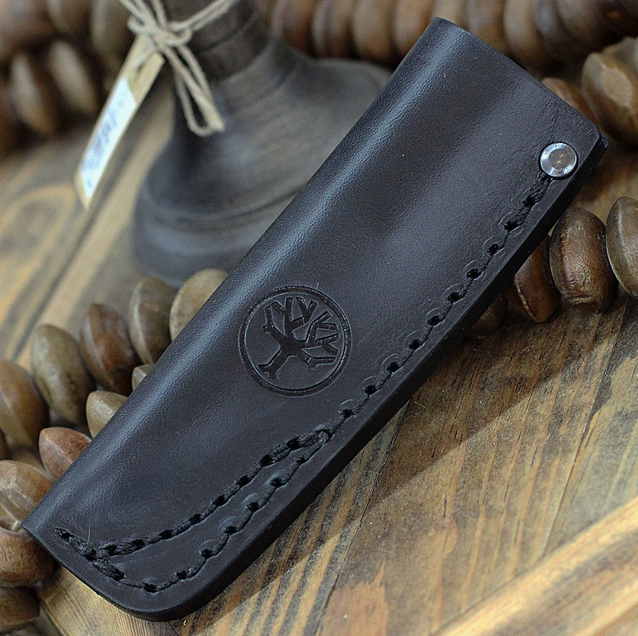 Boker AK1 Fixed Blade 123502, 3" RWL-34 Satin Reverse Tanto Blade, Mustard Burlap Micarta Handle, Black Leather Sheath 5 Boker AK1 Fixed Blade 123502, 3" RWL-34 Satin Reverse Tanto Blade, Mustard Burlap Micarta Handle, Black Leather Sheath - Image 3