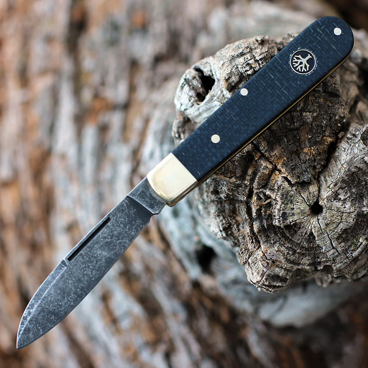 Boker Solingen Prime Barlow Burlap 114942, 2.76" Black Carbon Steel Acid Washed Plain Blade, Black Micarta Nickel Silver Handles 2 Boker Solingen Prime Barlow Burlap 114942, 2.76" Black Carbon Steel Acid Washed Plain Blade, Black Micarta Nickel Silver Handles