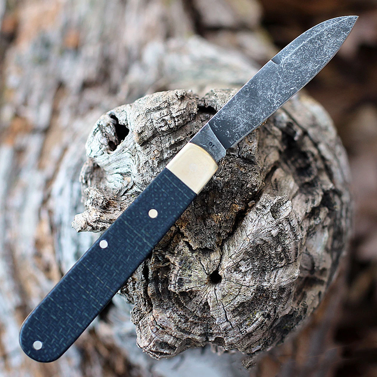 Boker Solingen Prime Barlow Burlap 114942, 2.76" Black Carbon Steel Acid Washed Plain Blade, Black Micarta Nickel Silver Handles 3 Boker Solingen Prime Barlow Burlap 114942, 2.76" Black Carbon Steel Acid Washed Plain Blade, Black Micarta Nickel Silver Handles - Image 2