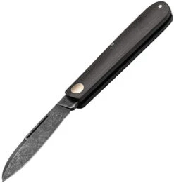 Boker Solingen Prime Barlow 115942, 2.72" Black Carbon Steel Acid Washed Plain Blade, Green Micarta Handles
