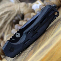 Boker Plus Thunder Storm Button Lock 01BO795N, 2.95" AUS-8 Stonewashed Plain Blade, Black Aluminum Handle -Boker BOP01BO795N.2 45051.1646839456