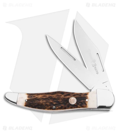 Boker Folding Hunter Pocket Knife Stag Bone (5.25" Satin) 110840ST 3 Boker Folding Hunter Pocket Knife Stag Bone (5.25" Satin) 110840ST