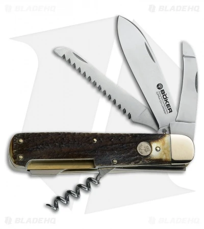 Boker Hunters Quadro Pocket Knife 4.375" Jigged Stag CPM-CruWear (110649) 3 Boker Hunters Quadro Pocket Knife 4.375" Jigged Stag CPM-CruWear (110649)