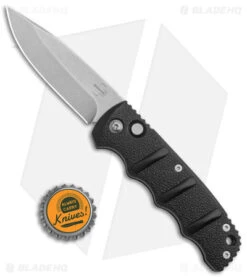 Boker Kalashnikov Drop Point Automatic Knife Black Aluminum (3.25" Stonewash) -Boker Boker Kalashnikov Auto Black D2 SW BHQ 144760 jr bottlecap
