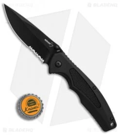 Boker Plus Gemini NGA Spring Assisted Knife Black Polymer (3.18" Black Serr) -Boker Boker Plus Gemini NGA Black black serr BHQ 80765 er bottlecap