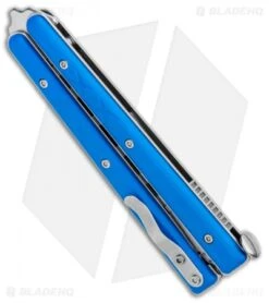 Boker Plus Mini Balisong Trainer Blue G-10 (3.25" Satin) 01BO716SOI -Boker Boker Plus Mini Balisong Trainer Blue G 10 Satin 01BO716SOI BHQ 99640 jr side