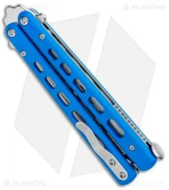 Boker Plus Mini Balisong Trainer Blue G-10 (3.25" Satin) 01BO715SOI 9 Boker Plus Mini Balisong Trainer Blue G-10 (3.25" Satin) 01BO715SOI -Boker Boker Plus Mini Balisong Trainer Blue Holes G 10 Satin 01BO715SOI BHQ 99636 jr side
