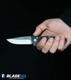 Boker Plus Strike Tanto Automatic Knife (3.25" Black Serr D2) 15 Boker Plus Strike Tanto Automatic Knife (3.25" Black Serr D2) -Boker Boker Plus Strike Drop Point Automatic Knife Stonewash 01BO400N BHQ 32040 kp in hand web 1