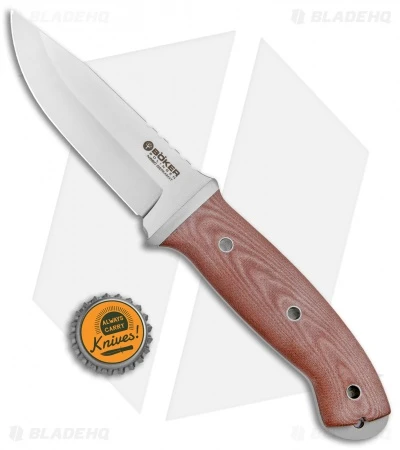 Boker T3 Fixed Blade Knife Brown Micarta (4.25" Satin) 6 Boker T3 Fixed Blade Knife Brown Micarta (4.25" Satin) - Image 4