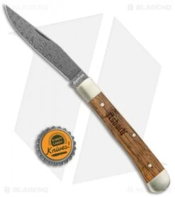 Boker Trapper Asbach Uralt Slip Joint Knife Oak Wood (3.35" Damascus) -Boker Boker Trapper Asbach Uralt SJ Oak Wood Damascus BHQ 137743 jr bottlecap