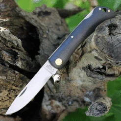 Boker Solingen Rangebuster 111914, 3.03" Bohler N690 Steel Satin Plain Blade, Green Linen Micarta Handles