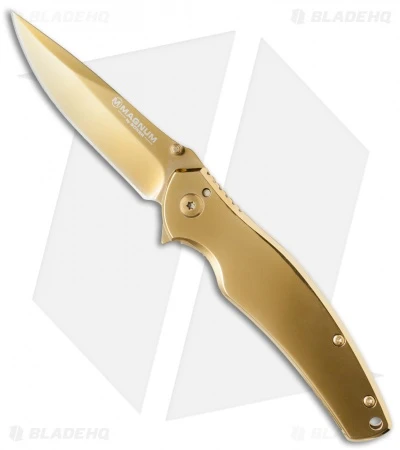 Boker Magnum Gold Finger Liner Lock Knife (3.15" Gold) 01LG277 2 Boker Magnum Gold Finger Liner Lock Knife (3.15" Gold) 01LG277
