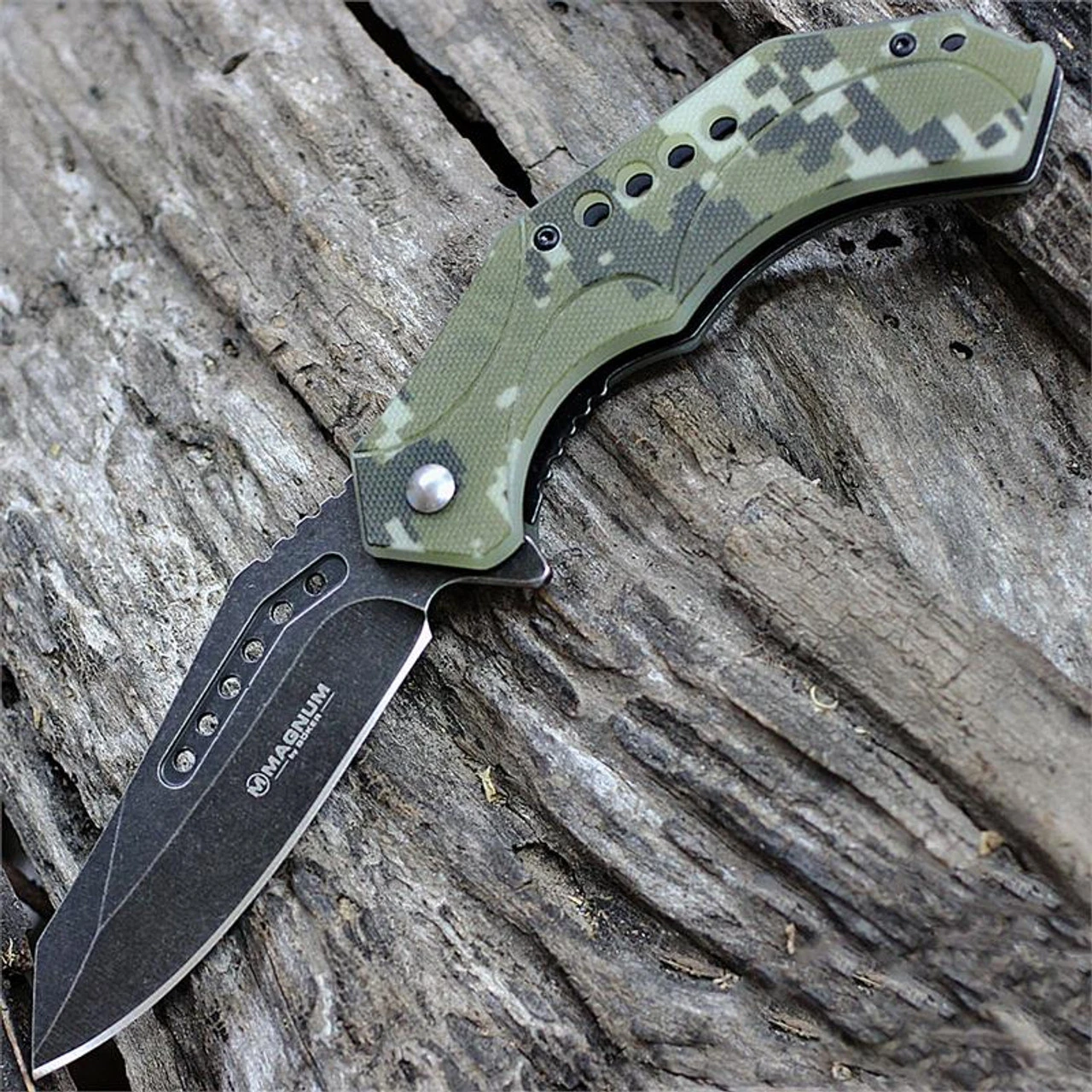 Boker Magnum Fast Forward Liner Lock Flipper With 3.375 In. Stonewash 440A Blade Steel With Camo Handle, 01MB789 3 Boker Magnum Fast Forward Liner Lock Flipper With 3.375 In. Stonewash 440A Blade Steel With Camo Handle, 01MB789