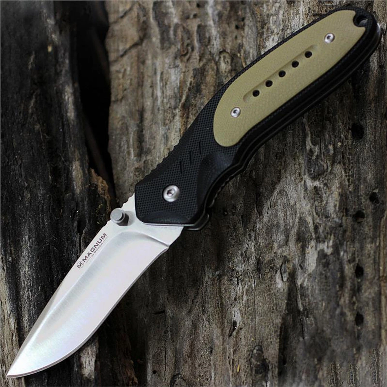 Boker Magnum Ypsilon Folder Liner Lock, Black And Tan G-10 Handle, Plain Edge 01SC421 3 Boker Magnum Ypsilon Folder Liner Lock, Black And Tan G-10 Handle, Plain Edge 01SC421